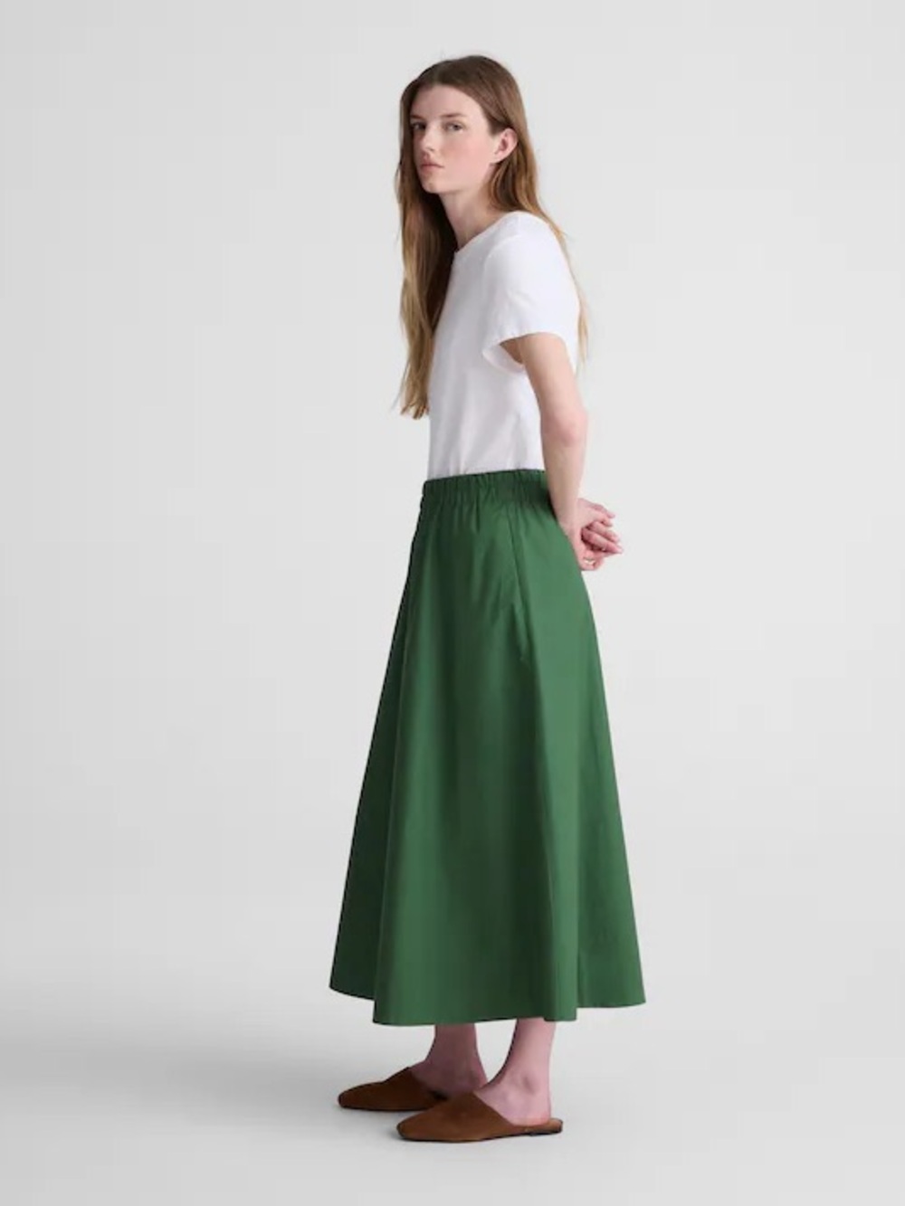 Madewell A-Line Midi Skirt in Poplin - Picture 3 of 8